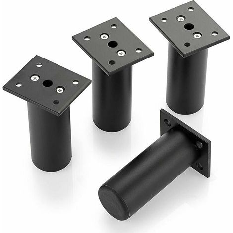 4 pieds de meuble réglables aluminium noirs 100 mm, pour sommier, armoire, table (1/5)