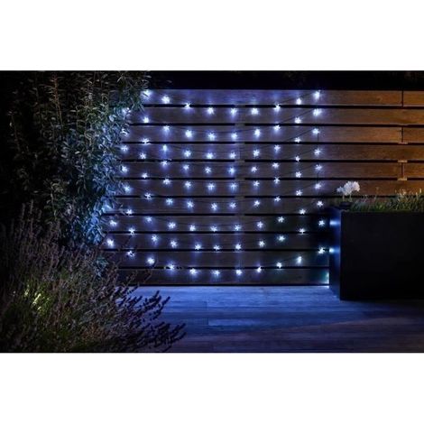 100 pièces Guirlande solaire, 21,8 m, lumière froide, guirlande extérieure LED pour jardin et terrasse