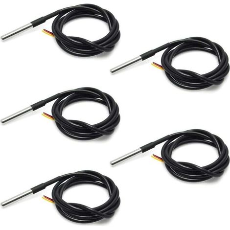 5 PCS 18B20 Capteur de température étanche Thermocouple Thermomètre 1 M avec câble Thermique de résistance Thermique (1/4)