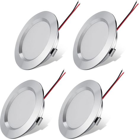 4 LED-Einbaustrahler, 3W, 12V, ultraflach, Deckenleuchten, Neutralweiß (1/5)