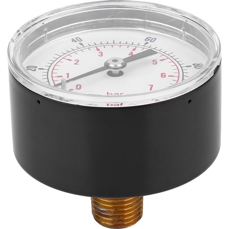 Manometer 50 mm Zifferblatt 1/4 BSPT Rückanschluss für Luft Wasser Öl Gas (0-100 PSI 0-7 Bar) (1/5)