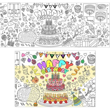 Riesen-Malposter 183x76cm für Kinder, Geburtstagsdeko zum Ausmalen