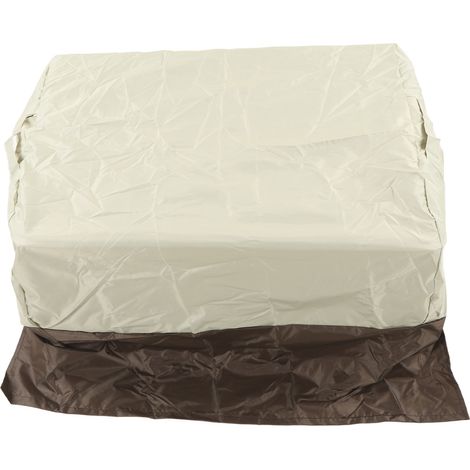 Wasserdichte Grillabdeckung aus Oxford-Canvas, Schutz vor Regen, Staub und Sonne für Einbaugrills, beige mit kaffeefarbenen Akzenten (1/5)