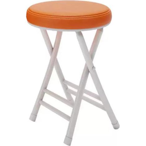 Tabouret Pliable Minimaliste en Cuir Noir rembourré, capacité de 150 kg, Hauteur 50,8 cm, Tabouret de Bar pour Cuisine, Salle à Manger (Orange) (1/5)
