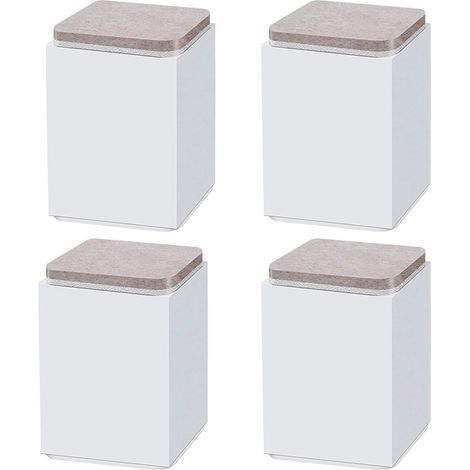 (Blanc 10cm) 4PCS pieds de support de meuble, booster en acier carbone auto-adhésif, carré 6x6cm, pour canapé, lit, meuble TV, booster de meuble, hauteur 5cm/10cm, noir/blanc/marron (1/3)