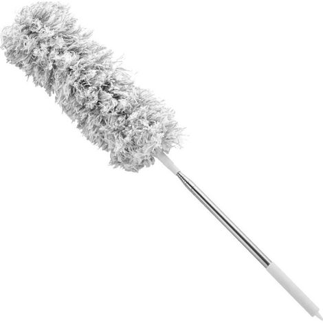 Plumeau télescopique lavable, extensible jusqu'à 2,45 m, avec manche télescopique flexible, balai à toiles d'araignée pour hauts plafonds, ventilateur de plafond, toiles d'araignée, balai d'angle gris (1/4)