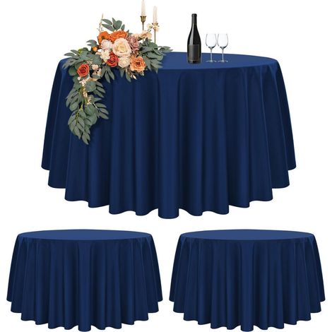 Lot de 2 nappes rondes bleues 305cm imperméables en polyester pour tables Ø150-240cm