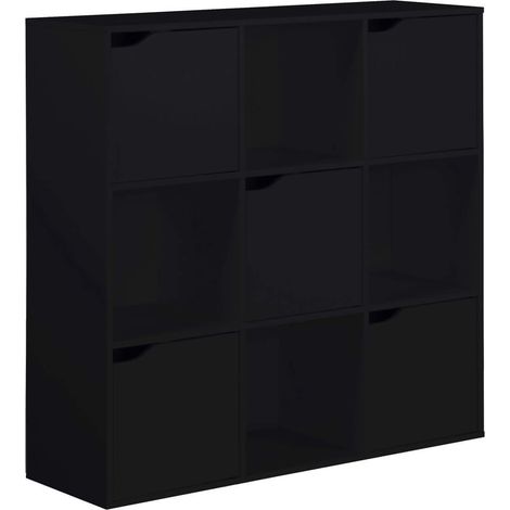 Libreria Rebecca Mobili Kachnar 90x90x30 Truciolato Nero Moderno