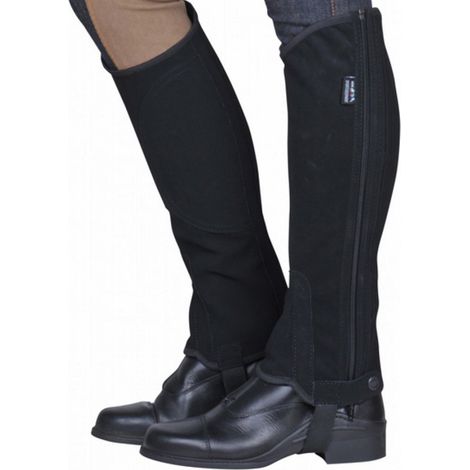 Ghette equitazione da adulto e bimbo in finto con inserto elastico modello Nubuk: L-39, nero 9100 (1/4)