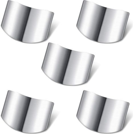 5 Pièces Protège-Doigts en Acier Inoxydable Protecteur de Doigt Protecteur de Coupe de Couteau Garde de Couteau pour Cuisine Trancher Découper Hacher (1/5)