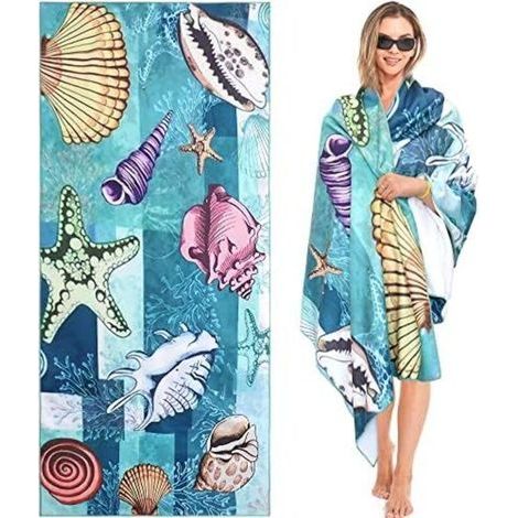 CSPARCV 160x80cm Großes Strandtuch, Mikrofaser-Strandtuch, sandabweisendes, schnelltrocknendes Strandtuch für Strand/Pool/Strandstühle (Muschel) (1/5)