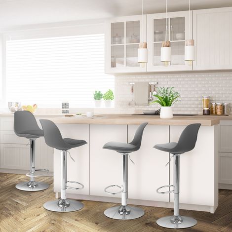 Lote de 4 taburetes de bar de diseño KARL gris