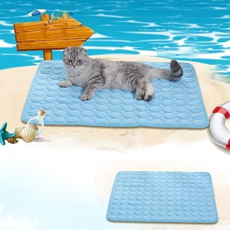 Kühlkissen für Katzen und Hunde, Haustier-Eiskissen, waschbar (blau), 100 x 70 cm (1/4)