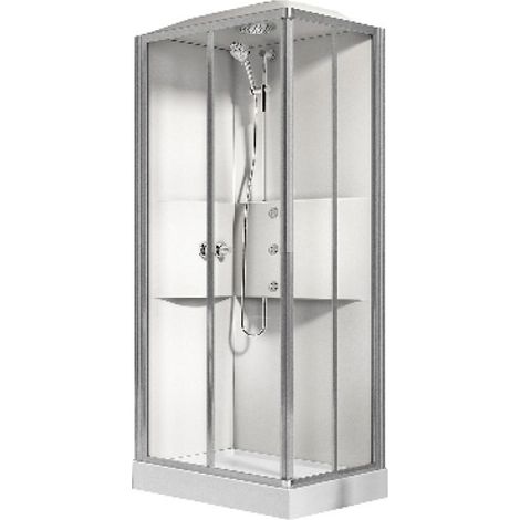 CABINA DOCCIA MULTIFUNZIONE APERTURA 2 ANTE SCORR. 2 FISSE cm 80x100