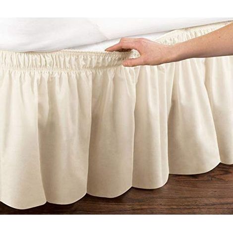 Gonna da letto con volant – robusta ed elasticizzata – modello avvolgente (colore: beige, dimensioni: 180 x 200 cm) (1/5)