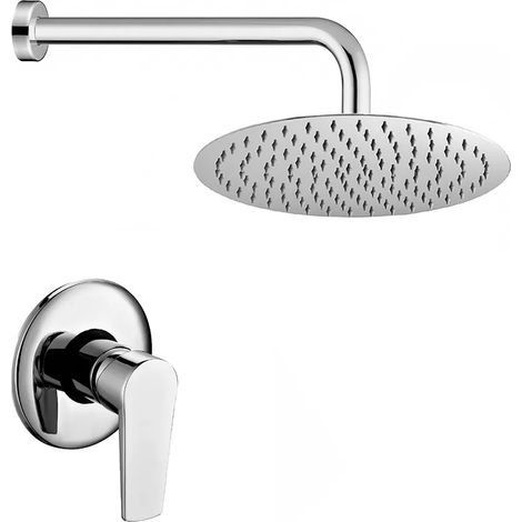 Set doccia incasso cromato con braccio e soffione tondo in acciaio Erika (1/5)