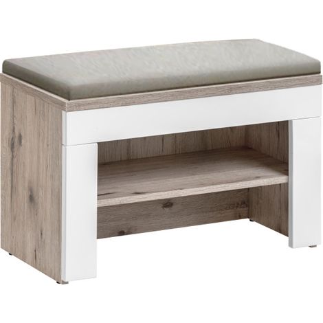 Meuble banc à chaussures avec coussin "Gustavo" - Beige - L 60 x H 48 x P 35 cm - Livraison gratuite