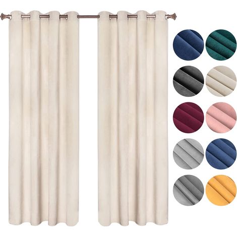 Woltu – Rideau occultant thermique en velours 140x245cm – 8 œillets métalliques – Isolation thermique – Beige – VH6067HSD2 (1/5)