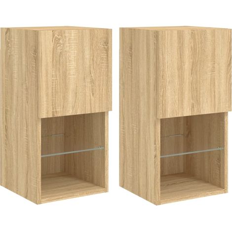 Mobile TV multimediale Mensola TV Credenza TV sala da pranzo soggiorno camera da letto con luci LED 2 pezzi Rovere Sonoma 305 x 30 x 60 cm marrone 020028873