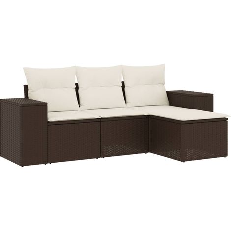 Maison Exclusive - Set Divano da Giardino 4 pz con Cuscini Marrone in Polyrattan