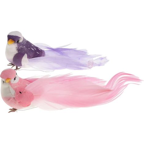 2pcs oiseaux artificiels plume simulation de mousse oiseaux décor à la maison sans clip (1/5)