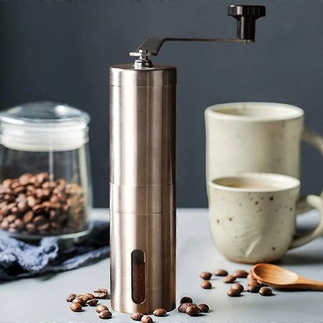 Moulin à café manuel portable en acier inoxydable pour expresso, cafetière à piston et café filtre, pour une utilisation à domicile et en voyage.-AquaForge (1/4)