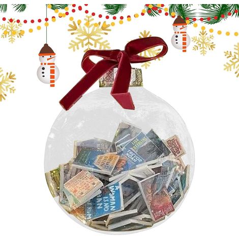 Boules de Noël transparentes drôles Ornements remplis de livres Décoration festive saisonnière avec cordon pour les arbres, les et les cours Décoration saisonnière pour la pendaison (1/5)