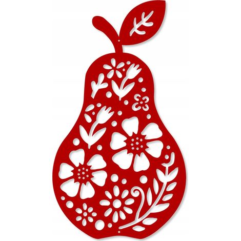 Birnenförmiger Anhänger Z85, durchbrochenes Ornament in Form einer Herbstfrucht, 16 x 20 cm, rot