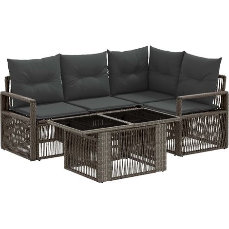 Conjunto de sofás de jardín 5 uds. Gris y Gris Oscuro vidaXL (1/5)