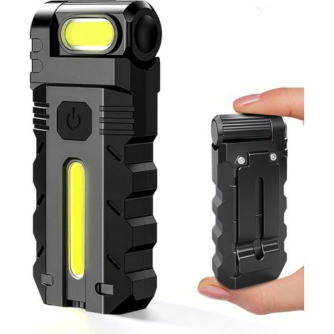 Mini lampe de poche LED rechargeable ultra lumineuse EDC avec clip et base magnétique, USB, blanc froid + rouge, rotation à 180 °, IPX44, lampe flash pour camping, randonnée (1/5)