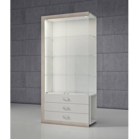 Vetrina in cristalli temperati con mobile con cassetti 100 x 40 x 210 cm QF/CC (1/2)