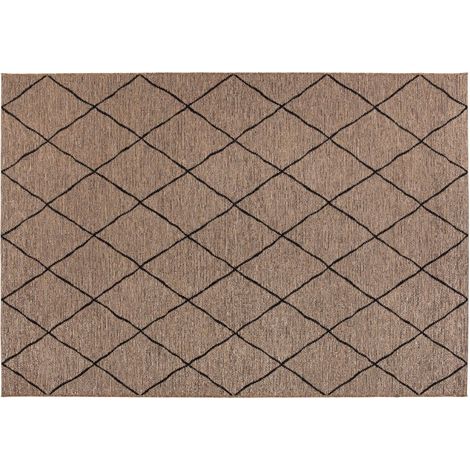 Tapis Intérieur et Extérieur Tissage Plat Motif Losanges Polypropylène Naturel 120 x 170 cm - PANGIVO