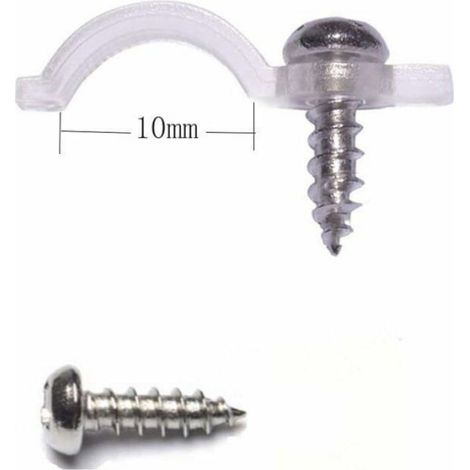 Clip de Fixation pour Bande Lumineuse 100 Supports avec Vis Inclus Pour LED Strip Light 10mm Wide (1/4)