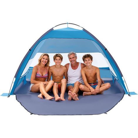 Protection solaire en extérieur, tente de plage légère UPF 50+ avec sac de transport et ancrages au sol (1/5)
