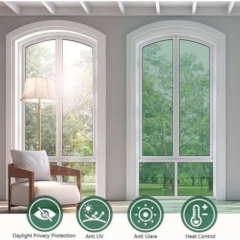 Film Miroir Fenêtre, 40 200cm sans Tain à Sens Unique Auto-Adhésif Protection de Solaire Anti 99% UV Anti Regard Vert (1/4)