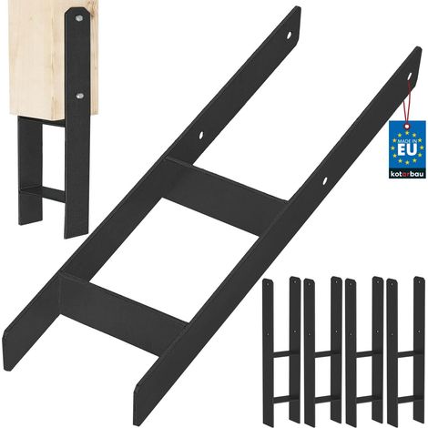 KOTARBAU® Kotarbau® Support de Poteau À Sceller - Support Poteau Bois en H 150x600 mm Lot de 4 - Pied de Poteau - Ancre Poteau Bois - Ancrage Poteau - Platine Poteau Bois - Acier Thermolaqué - Noir (1/5)