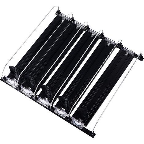 Distributeur de boissons pour réfrigérateur, rail coulissant à ressort réglable, compatible avec les canettes de soda et de bière, 38 cm, noir (1/5)