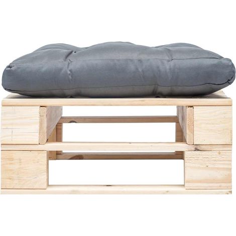 Canapé de jardin palette Canapé Repose-pied relax - et coussin gris Bois naturel BV880322 - BonneVie (1/4)