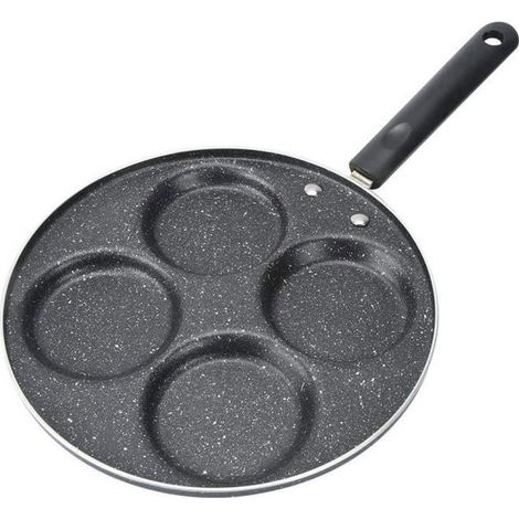 Poêle antiadhésive à 4 trous, cuiseur à oeufs rond/en forme de coeur pour crêpe à l'omelette Pancake Plett(4 trous ronds) (1/4)
