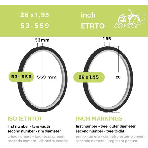 1 COPERTONE MTB 26x1.95 (53-559) + CAMERA D'ARIA PER BICICLETTA MOUNTAIN BIKE BICI MTB NERO TASSELLATO (1/5)