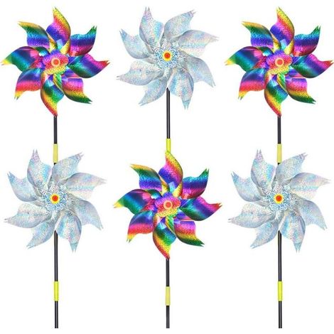 Répulsif Oiseaux, 6PCS Réfléchissant Moulin à Vent Effaroucheurs, Moulin à Vent Réfléchissant Anti-Oiseaux, Moulins à Vent Jardin Exterieur, Effaroucheur Oiseaux Decoration, pour Le Verger Ferme (1/5)