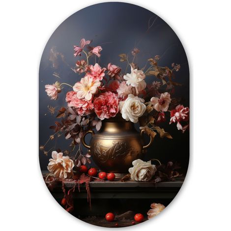 LE TABLEAU Nature morte - Fleurs - Roses - Bouquet - Vase Tableau Moderne 80x120 cm (1/4)