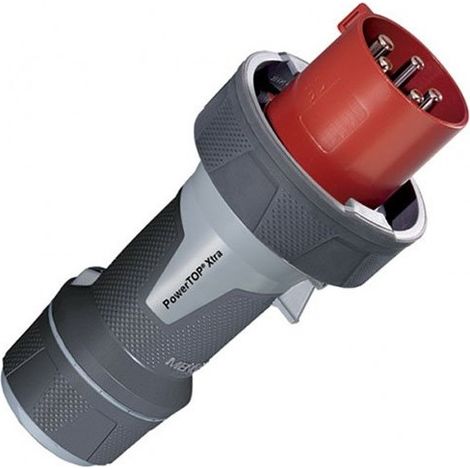 Mennekes 13219 Steckdose Power top Xtra mit Gummioberfläche, Schutzart IP 67 – 4P – 125 A Strom, 400 V, rot