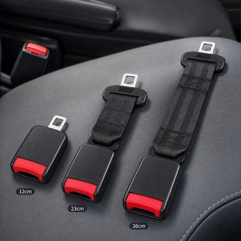 Lot de 3 rallonges de ceinture de sécurité auto, 12/23/36 cm, noir/rouge (1/5)
