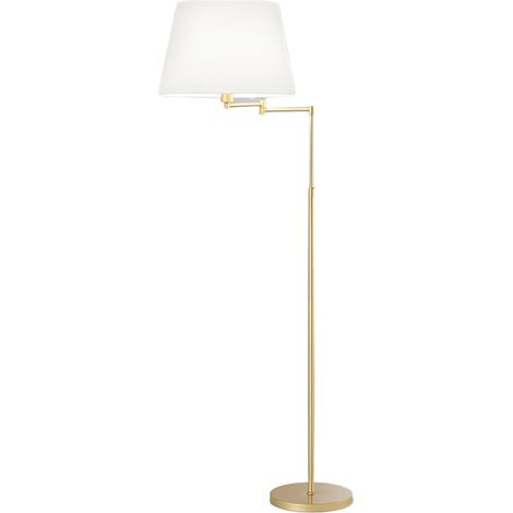 Lampadaire En Métal Or Mat Avec Abat-Jour Blanc, Structure Articulée Réglable, Design Moderne Pour Éclairage Intérieur, 1X35W E27 Par Perenz (1/2)
