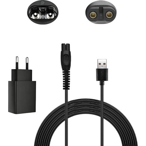 5V Chargeur Rasoir, 1,5 m USB Cable Adaptateur Convient pour rasoir QP2824 QP2734 QP2724 QP2834 QP1924 QP4631 MG7930 MG7962 S5887 S5889 (1/5)