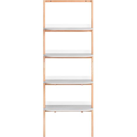 SoBuy Leiterregal mit 5 Ebenen Bücherregal Multifunktionales Regal Standregal Badregal Wandregal Grau und Natur BHT ca. 44x169x39cm HSTR02-K-HG