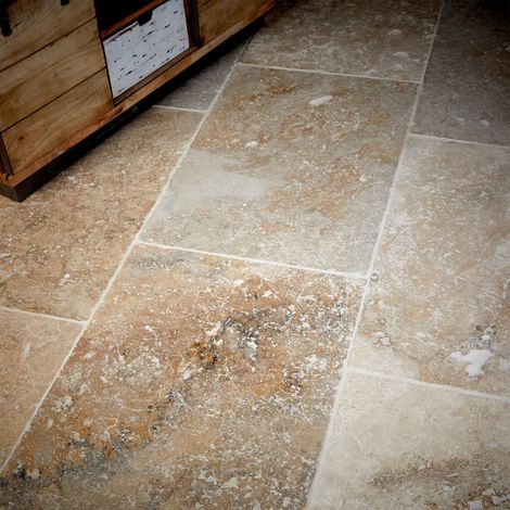 Carrelage travertin 2nd choix 90x60cm – Beige mix – Dalle de 0,54 m² pour intérieur et extérieur – Résistant à l'humidité