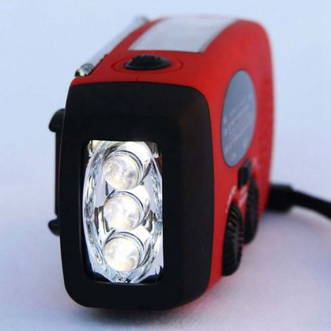Radio solaire à manivelle avec lampe LED, dynamo, batterie 2000mAh NiMH, chargeur portable d'urgence, 1 pièce (1/5)