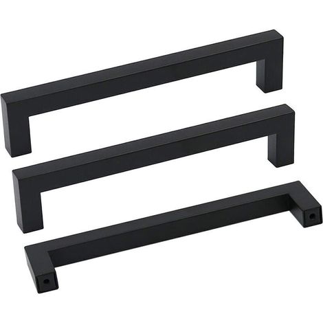 Lot de 10 Poignées de Meuble en Acier Inoxydable de 160 mm Poignées de Tiroir Style Moderne pour Commode Armoire Porte Noir (1/5)